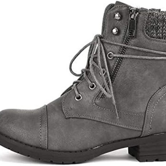 Women's Lace Up Combat Ankle Booties - Picture 3 of 9